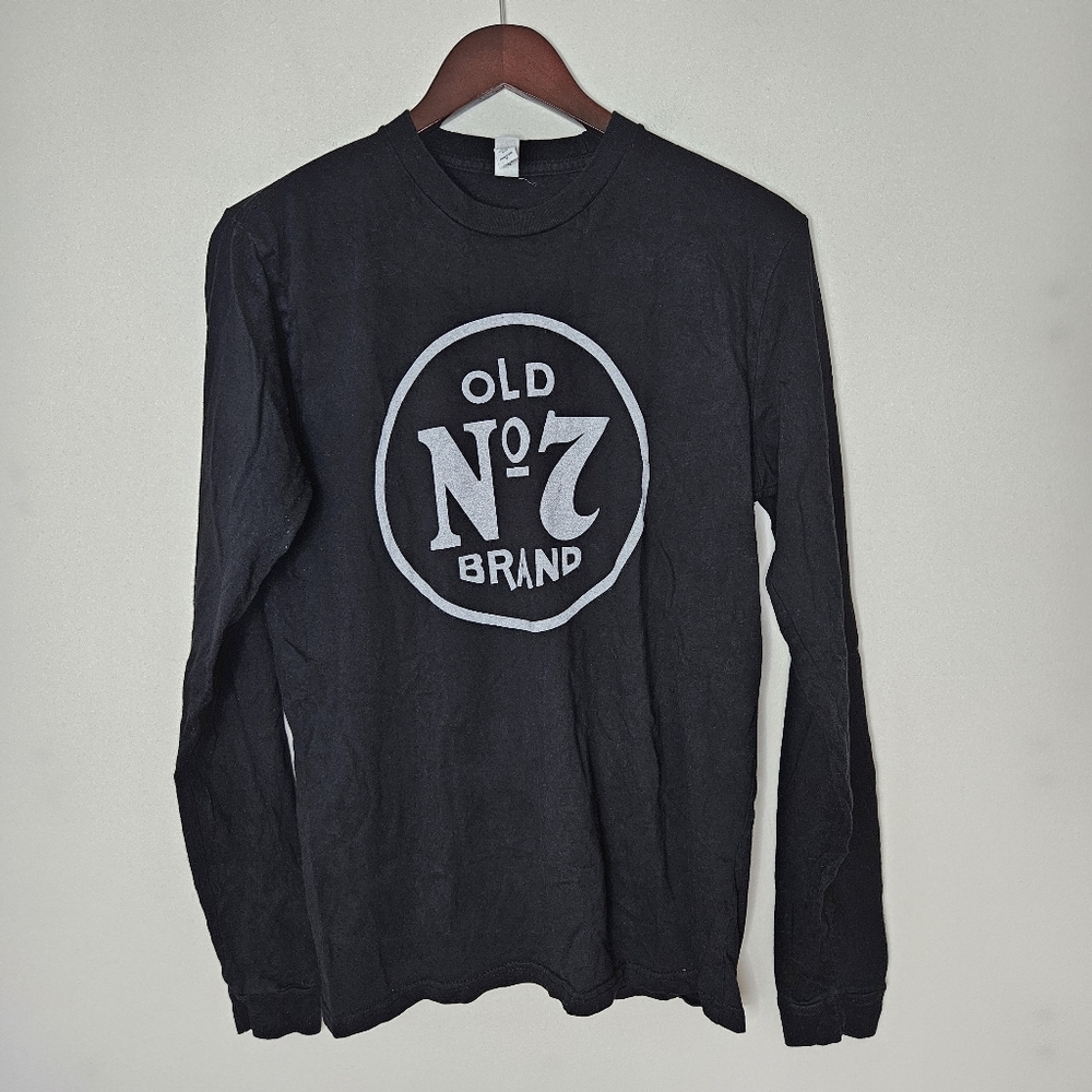 Jack Daniel's Tee Shirt Black Long Sleeve Old No 7 Graphic Gray Whiskey Brand